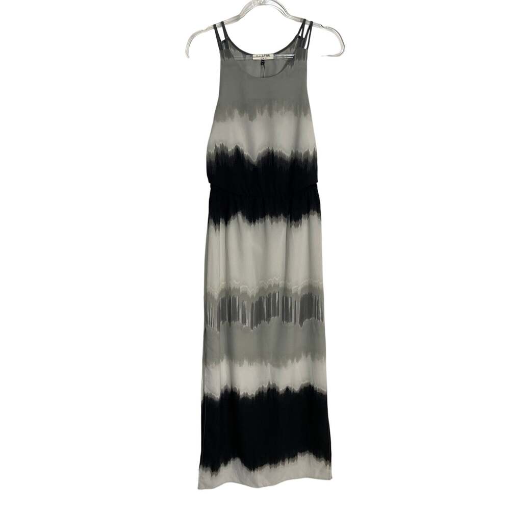 Halston Heritage Tie-Dye Maxi Dress Sleeveless Lightweight Black Gray Medium NEW